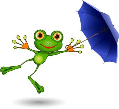 Frog with Umbrella Stock Illustration