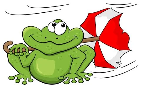Frog with umbrella sitting in storm Stock Illustration