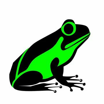 Frog vector in black and green colors. On a white background Stock Illustration