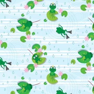 Frog vector seamless pattern Illustrazione stock