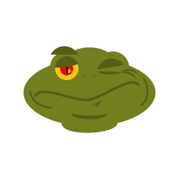 Frog Winks emoji. toad Avatar happy amphibious. Emotion Reptile Face Stock Illustration