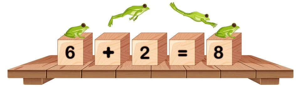 Frogs Jumping Over Math Blocks Illustrazione stock