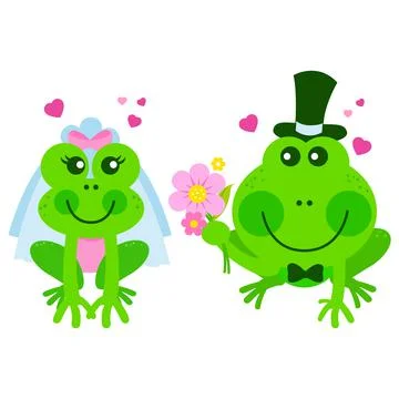 Frogs wedding. Vector illustration Stock Illustration