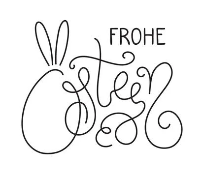 Frohe Ostern, Happy Easter in German hand lettering quote, calligraphy Stock Illustration