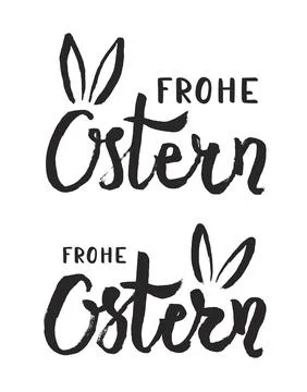 Frohe Ostern, Happy Easter in German lettering quotes elements collection 库存插图