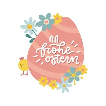 Frohe ostern - Happy Easter text lettering in german language on big paschal egg Stock Illustration