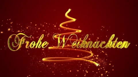 Frohe Weihnachten German Language Text Reveal Christmas Tree Animation Stock Footage 166859351