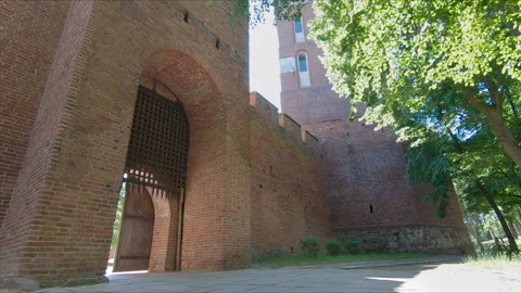 Frombork town, Poland. Medieval gate - entrance to the cathedral. Stock Footage 268584230