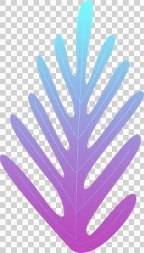 Frond-shaped leaf is being shown in flat style with cyan magenta gradient on Illustrazione stock