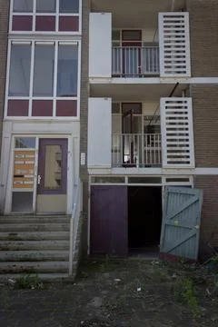 Front of abandoned flat in Utrecht Stock Photos