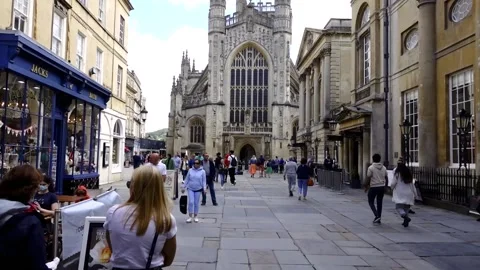 Front of the Abbey, Bath, England Stock Footage 138210845