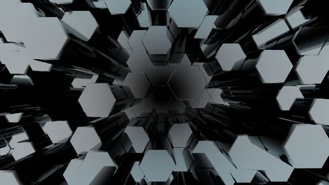Front abstract hexagon geometric surface, looping Stock Footage 129653921