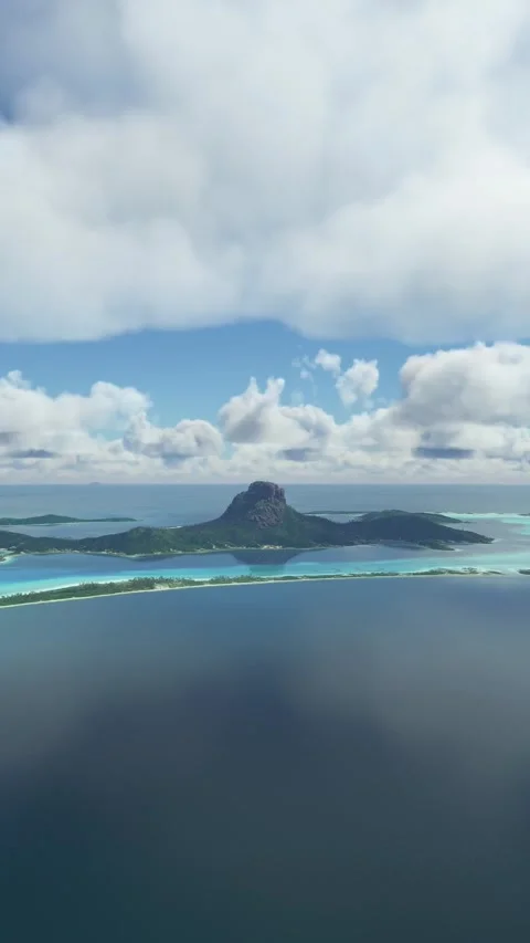 Front aerial view of Bora Bora. French Polynesia. France Stock Footage 283420202