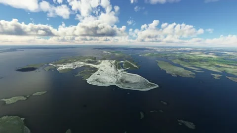 Front Aerial View Flying over Diavik Diamond Mine Northwest Territories. Canada Video stock 237766989