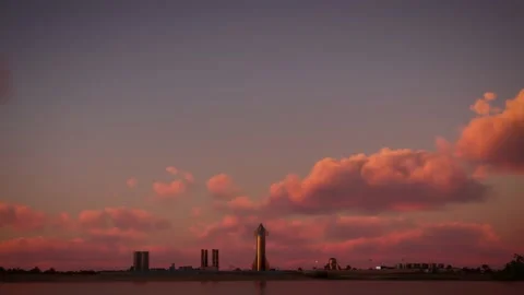 Front aerial view of the Space Rocket at the Boca Chica Launch Site, Texas. USA Видео 217437358