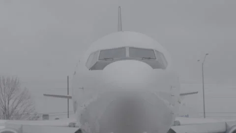 Front of Airplane on the Runway Stock Footage 154005495