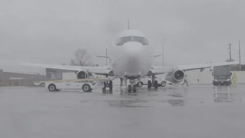 Front of Airplane on the Runway Stock Footage 154005542