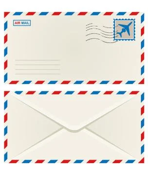 Front and back of an airmail envelope Ilustração Stock