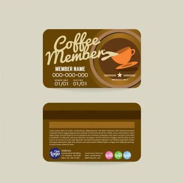 Front And Back Coffee Voucher Of Member Card Template Vector Illustration Stock Illustration