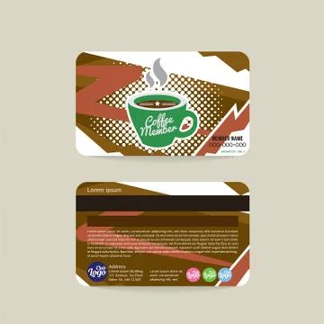 Front And Back Coffee Voucher Of Member Card Template Vector Illustration Stock-Illustration