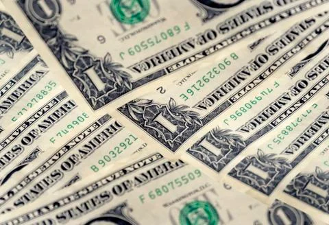 Front and back of one dollar bills in macro. Hundred bucks. Macro shot of a 1 Stock Photos