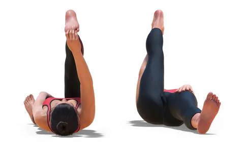 Front and Back Poses of a virtual Woman in Yoga Reclining Hand to big Toe Pos Stock Illustration