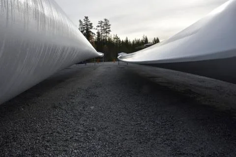 Front and back side of a propeller blade of a wind generator Stock Photos