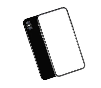 Front and back of a smartphone with a white screen behind a white background Stock Illustration