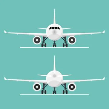 Front and back view of airplane vector illustration Stock Illustration