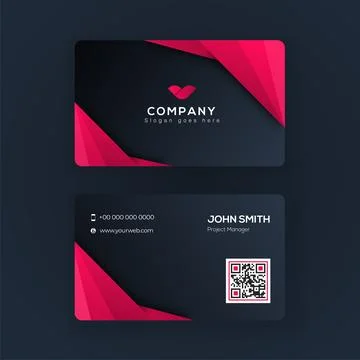Front and back view of business card or visiting card design in pink and bl.. Stock Illustration