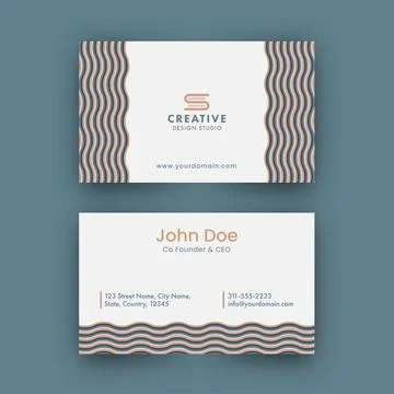 Front And Back View Of Creative Business Card Design With Wave Pattern. Stock Illustration