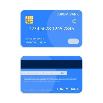 Front and back view of credit card vector illustration Stock Illustration