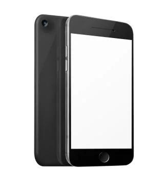 Front and back view of mobile smart phone with blank screen . Stock Illustration