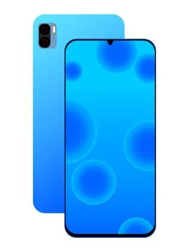 Front and Back View of SkyBlue Phone wth Dual AI Camera on Rear Stock-Illustration