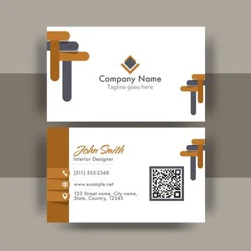 Front And Back View Of Visiting Card Design For Interior Designer. Stock Illustration