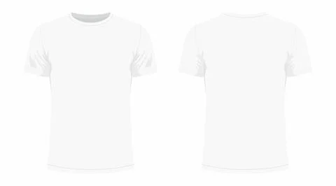 Front and back views of men's white t-shirt Stock Illustration