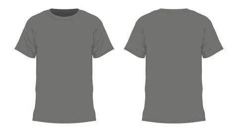 Front and back views of men's black t-shirt Stock Illustration