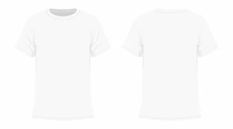 Front and back views of men's white t-shirt Stock Illustration