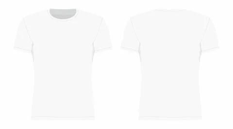 Front and back views of men's white t-shirt Stock Illustration