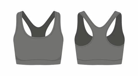 Front and back views of women's black sport bra Stock Illustration