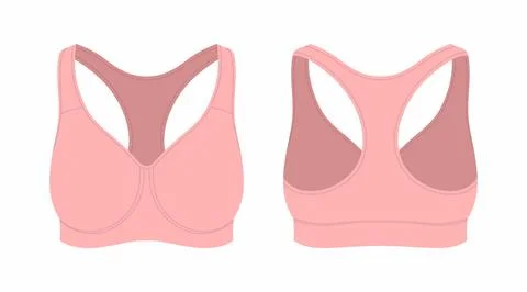 Front and back views of women's pink sport bra Stock Illustration