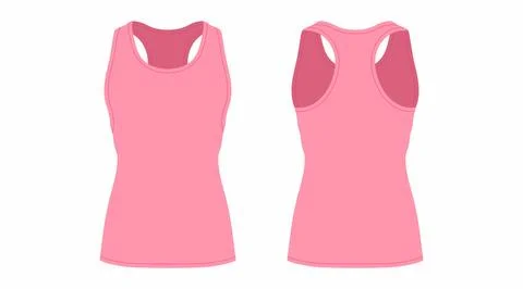 Front and back views of women's pink t-shirt Stock Illustration
