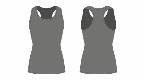 Front and back views of women's black t-shirt Stock Illustration