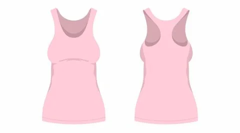 Front and back views of women's pink t-shirt Stock Illustration
