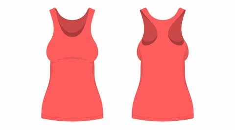 Front and back views of women's red t-shirt Illustrazione stock