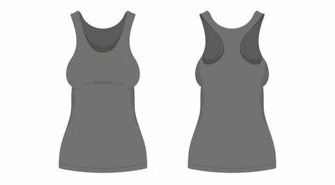Front and back views of women's black t-shirt Stock Illustration