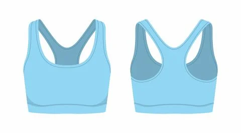 Front and back views of women's blue sport bra Stock Illustration