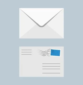 Front and backside of envelope with postmarked stamp イラスト素材