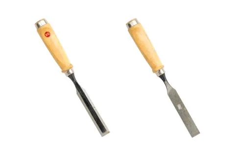 Front- and backside of an old chisel, isolated on white Stock Photos