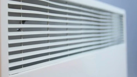 Front and side view of portable electric heater, temperature adjustment device 스톡 동영상 82079783